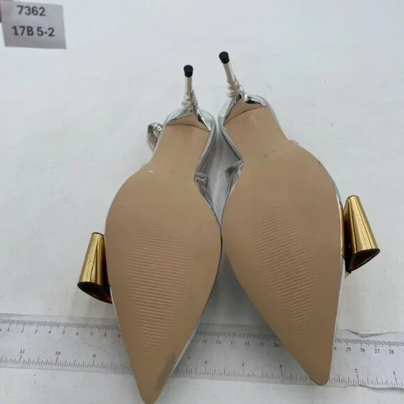 YDN Women Pointed Toe Slingback Slip on Dress Pumps Stiletto Mid Heels Evening P - Picture 7 of 8